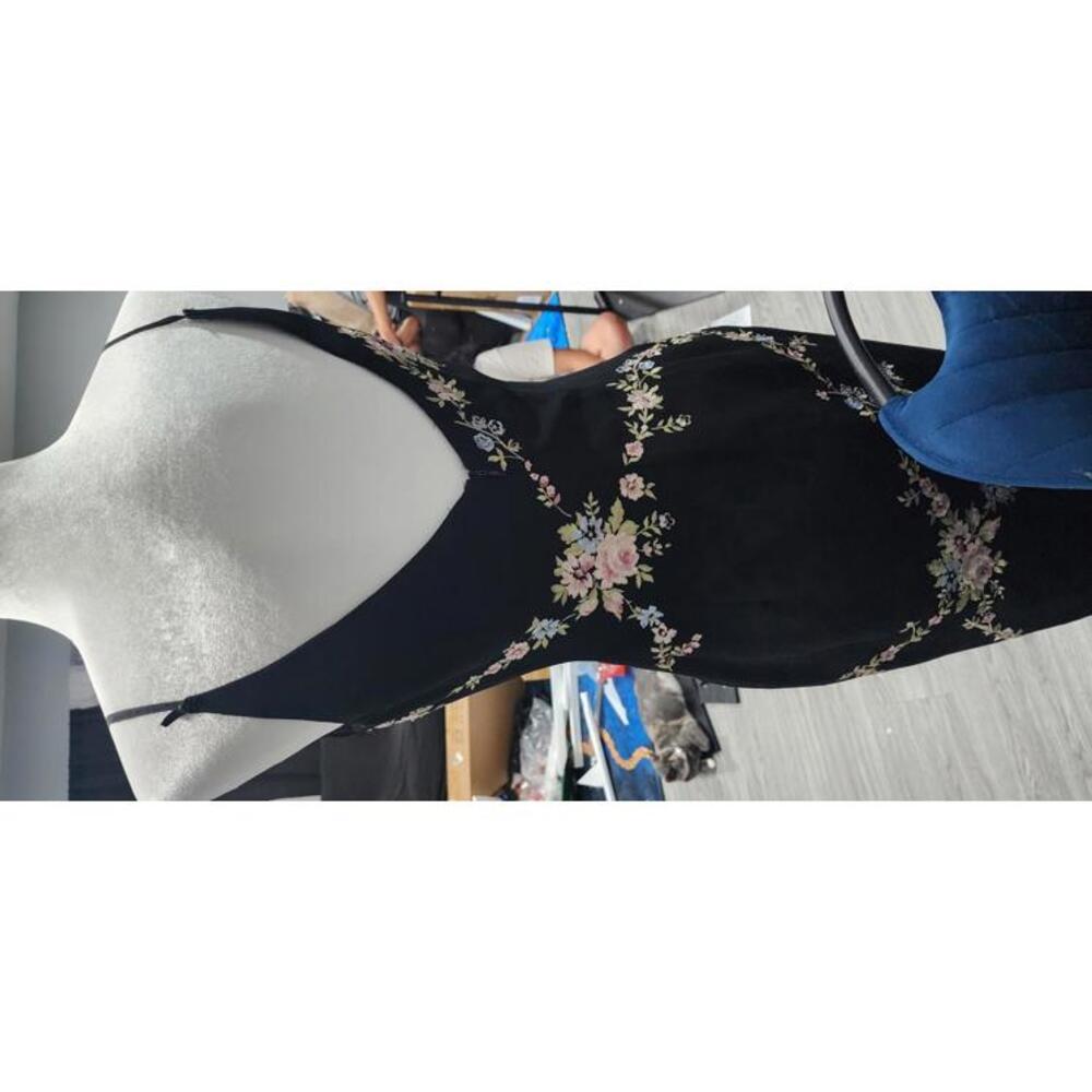 Elegant Black Floral Embroidered Slip Dress #3 - Picture 6 of 7